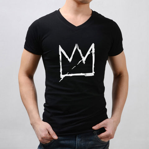 Basquiat Crown Jean Michel Basquiat Graffiti Street Art Andy Warhol Aesthetic Streetwear Tumblr Men'S V Neck