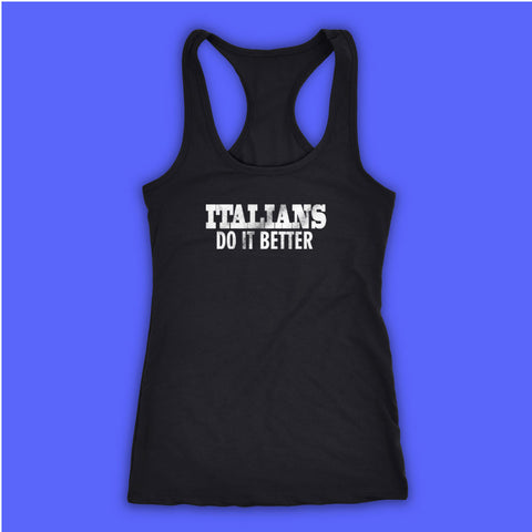 Madonna Italians Do It Better Black Print Copy Woman Singer Women'S Tank Top Racerback