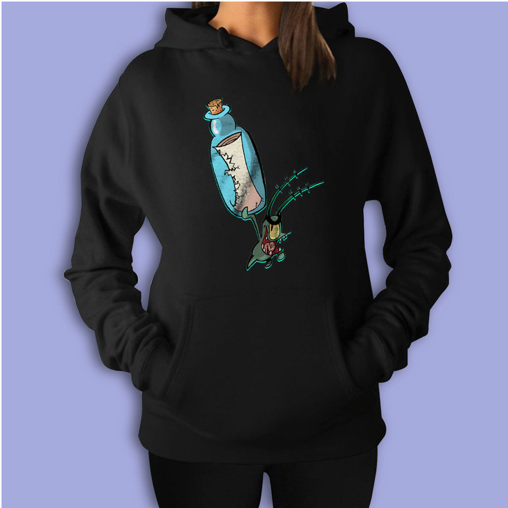 Plankton Botle Women S Hoodie BlacksWhite